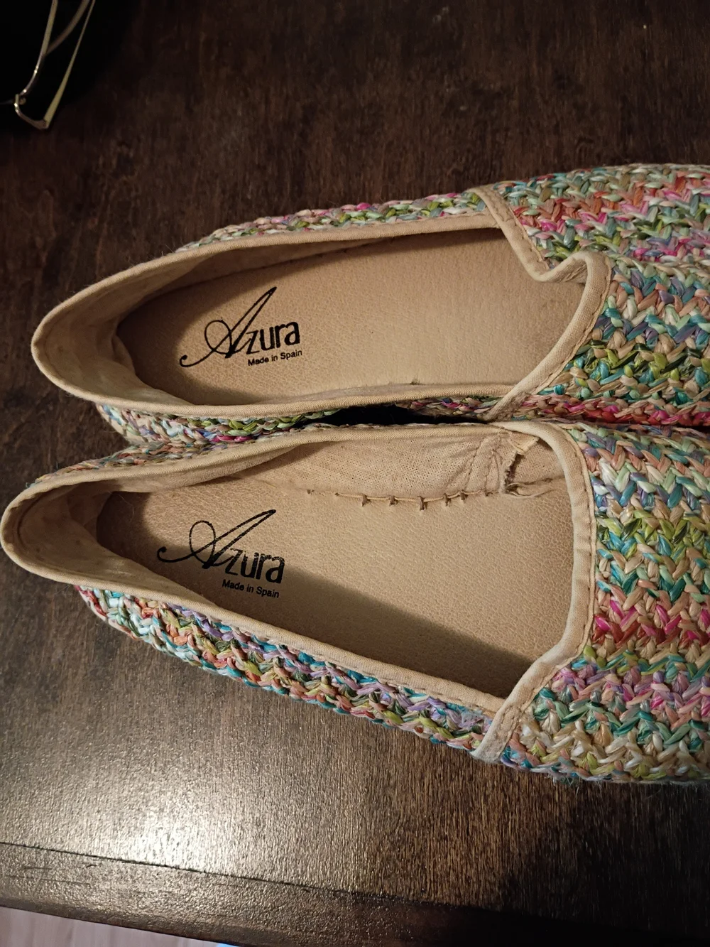 Azura Made in Spain Multi-Color Woven Espadrille Slip-On Flats Women's Sz 37